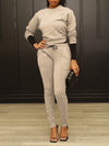 Gorgeousladie Solid Sweatshirt & Zip Pants Set
