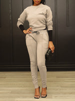 Gorgeousladie Solid Sweatshirt & Zip Pants Set