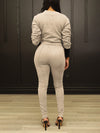 Gorgeousladie Solid Sweatshirt & Zip Pants Set