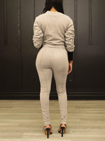 Gorgeousladie Solid Sweatshirt & Zip Pants Set