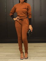 Gorgeousladie Solid Sweatshirt & Zip Pants Set