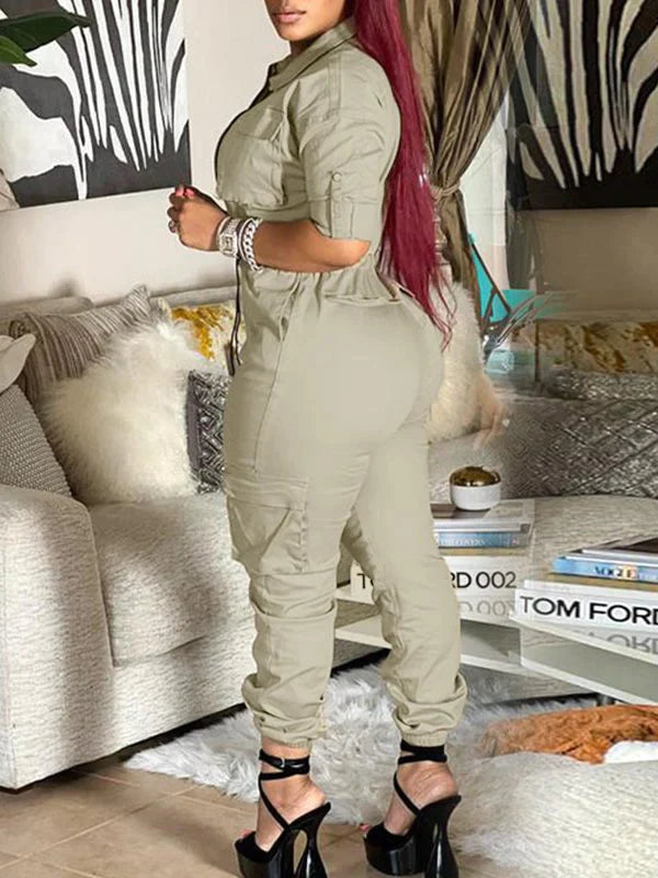 Gorgeousladie Zip-Front Cargo Jumpsuit