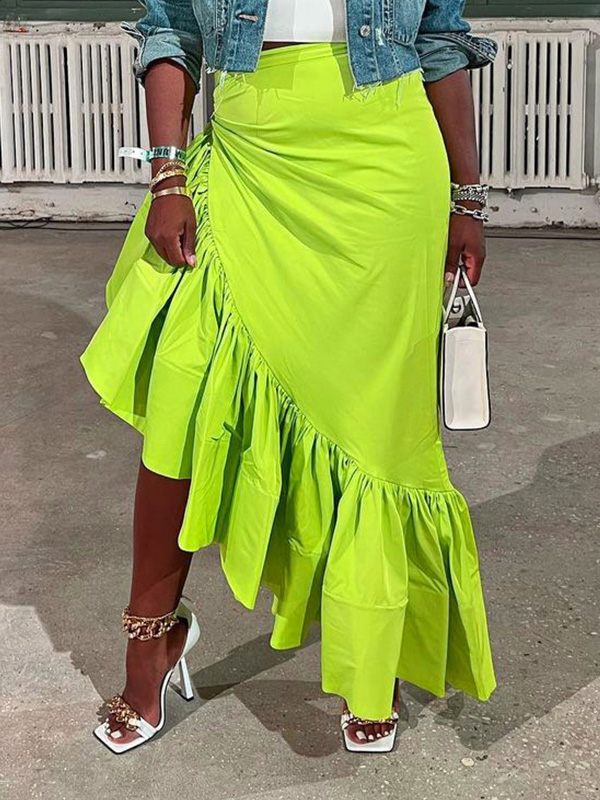 Gorgeousladie Solid Ruffle Skirt