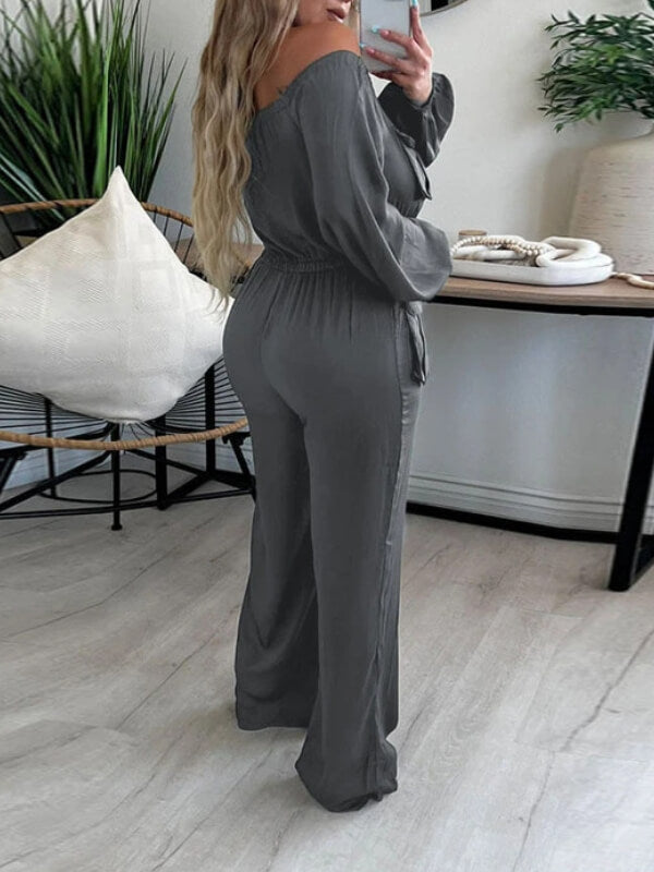 Gorgeousladie Off-Shoulder Drawstring Jumpsuit