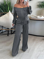 Gorgeousladie Off-Shoulder Drawstring Jumpsuit