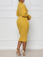 Gorgeousladie Turtleneck Tied Knit Dress