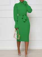 Gorgeousladie Turtleneck Tied Knit Dress