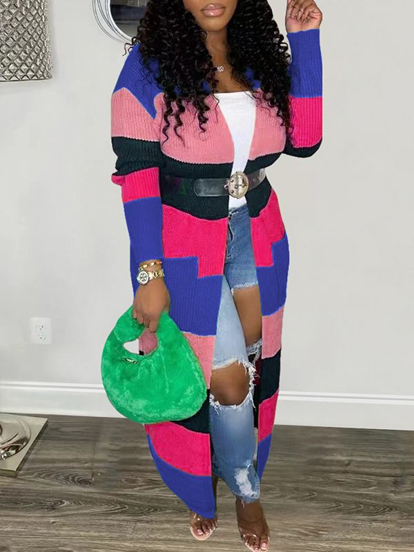Gorgeousladie Colorblock Open-Front Cardigan