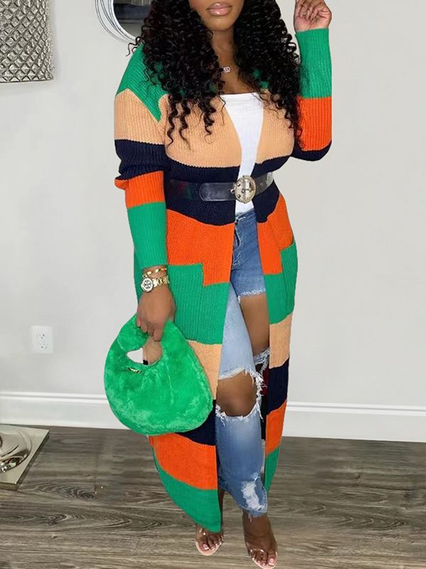 Gorgeousladie Colorblock Open-Front Cardigan