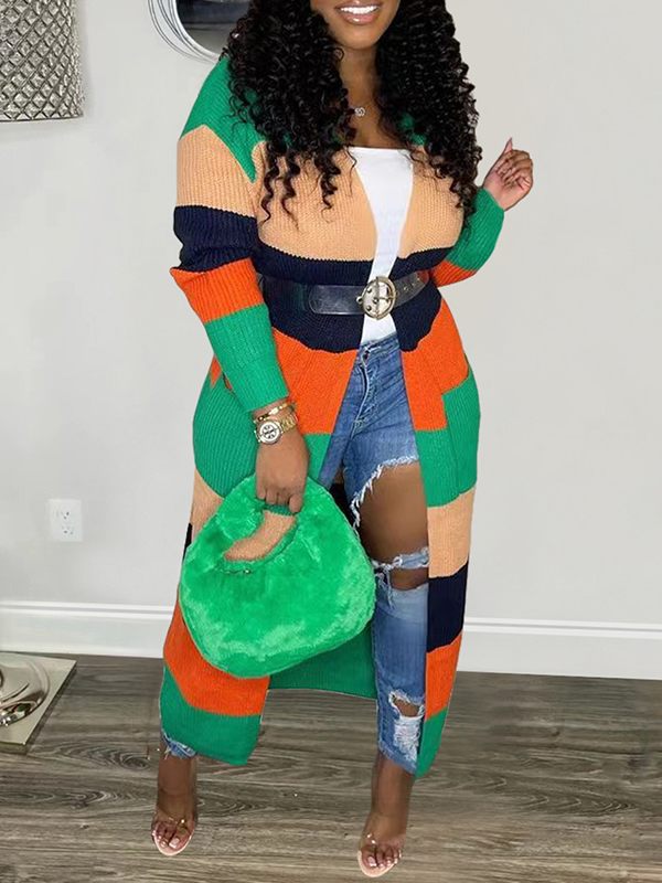 Gorgeousladie Colorblock Open-Front Cardigan