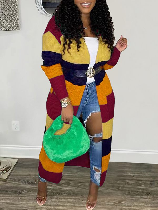 Gorgeousladie Colorblock Open-Front Cardigan