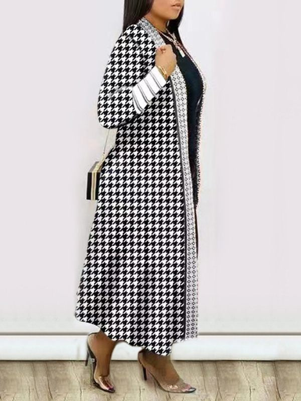 Gorgeousladie Printed Bishop-Sleeve Duster