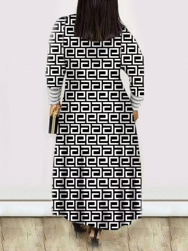 Gorgeousladie Printed Bishop-Sleeve Duster