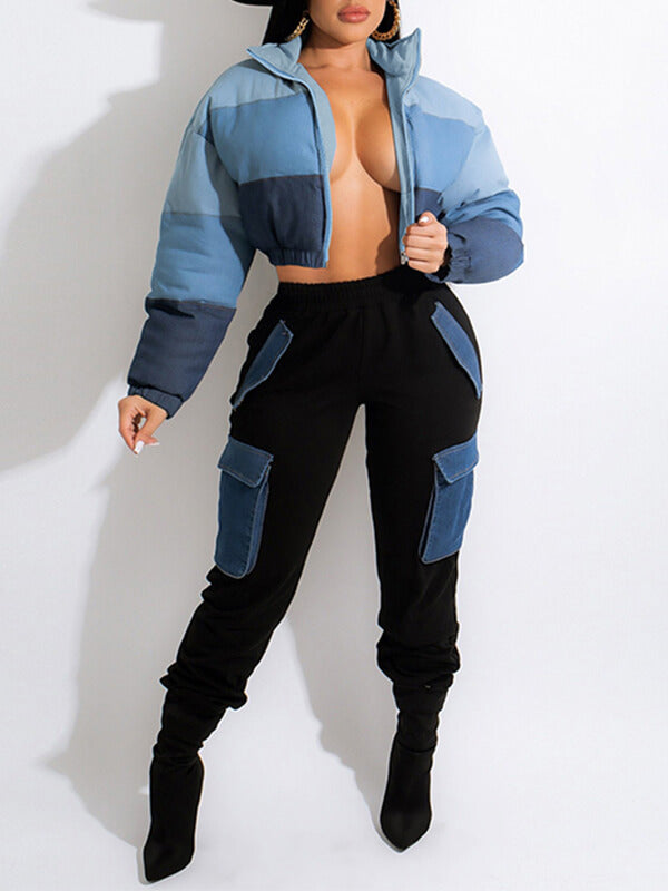 Gorgeousladie Colorblock Puffer Coat