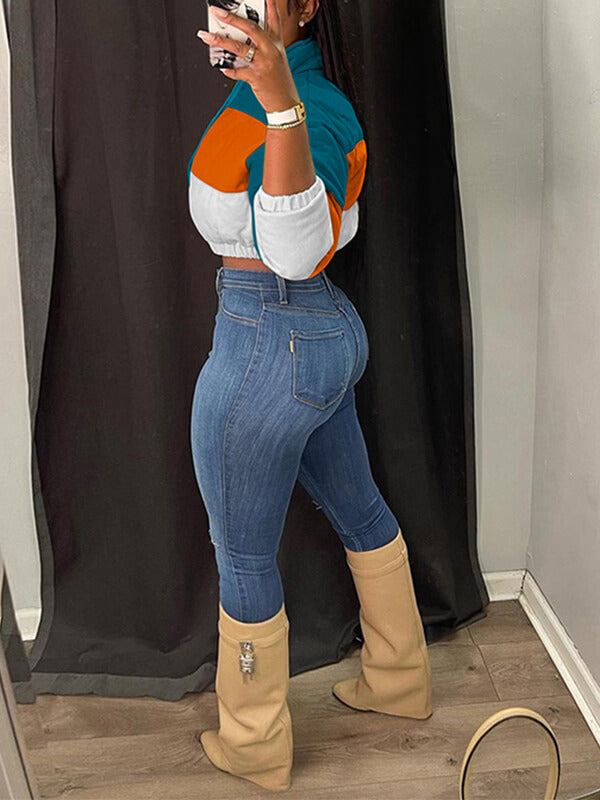 Gorgeousladie Colorblock Puffer Coat