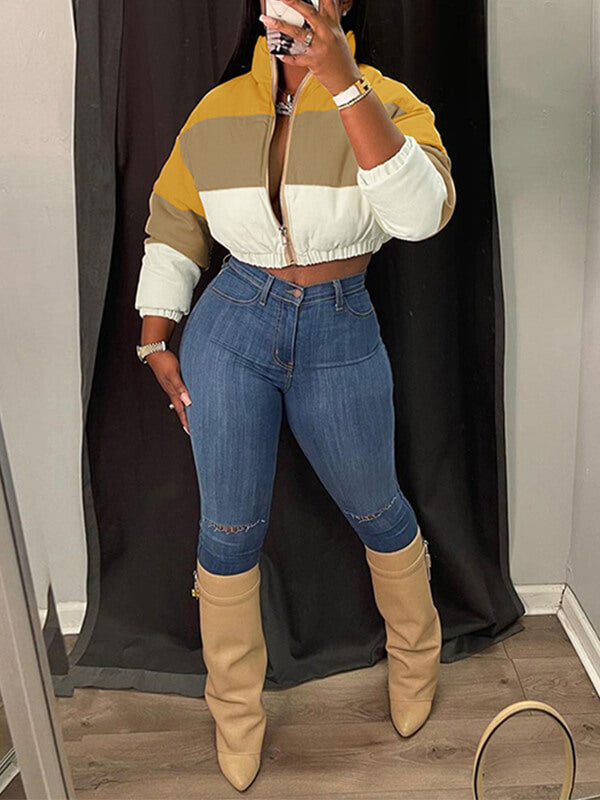 Gorgeousladie Colorblock Puffer Coat