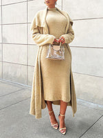 Gorgeousladie Fuzzy Cardigan & Dress Set