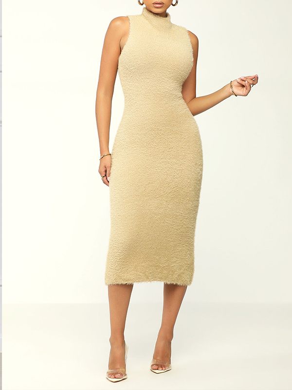 Gorgeousladie Fuzzy Cardigan & Dress Set