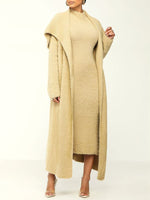 Gorgeousladie Fuzzy Cardigan & Dress Set