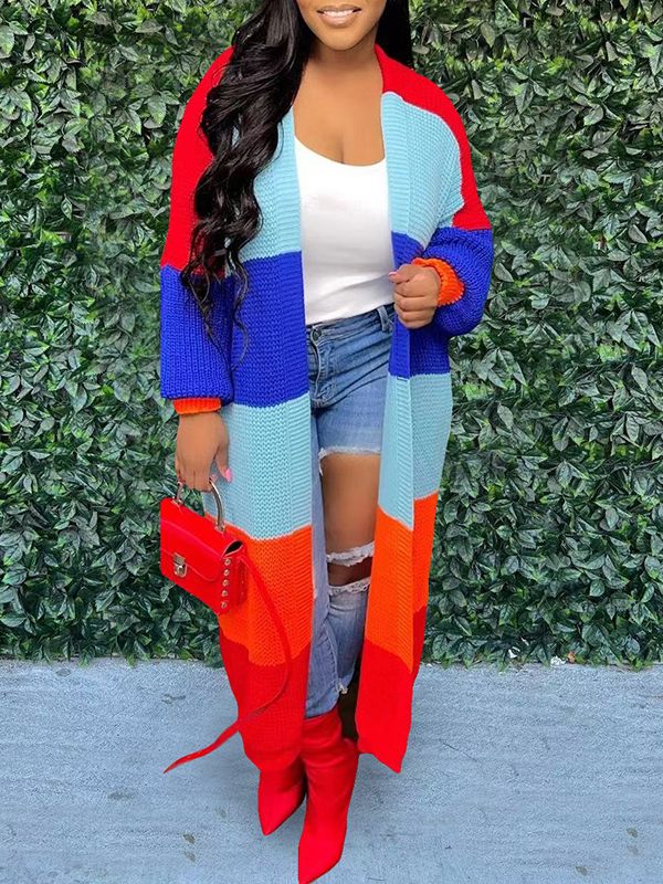 Gorgeousladie Colorblock Open-Front Cardigan