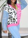Gorgeousladie Denim Combo Leopard Cardigan
