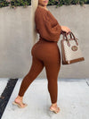 Gorgeousladie Knit Batwing-Sleeve Top & Pants Set