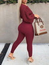 Gorgeousladie Knit Batwing-Sleeve Top & Pants Set
