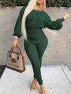 Gorgeousladie Knit Batwing-Sleeve Top & Pants Set