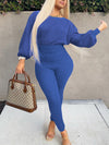 Gorgeousladie Knit Batwing-Sleeve Top & Pants Set