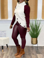 Gorgeousladie Two-Tone Button Sweater