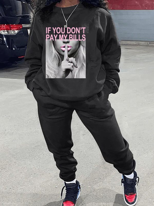 Gorgeousladie Graphic Sweatshirt & Pants Set