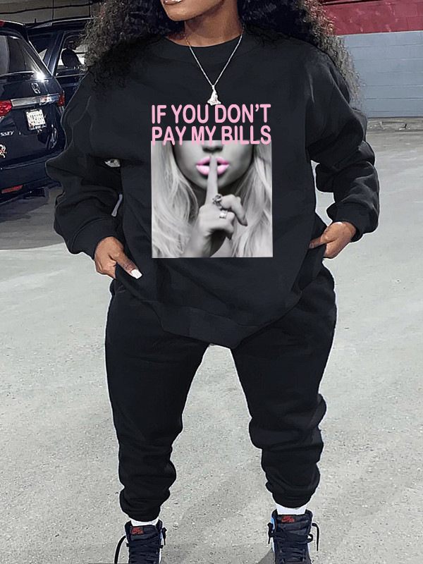 Gorgeousladie Graphic Sweatshirt & Pants Set