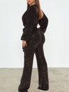 Gorgeousladie Sequin V-Neck Tied Jumpsuit
