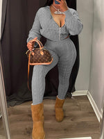 Gorgeousladie Knit Zip Hoodie & Pants Set
