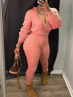 Gorgeousladie Knit Zip Hoodie & Pants Set