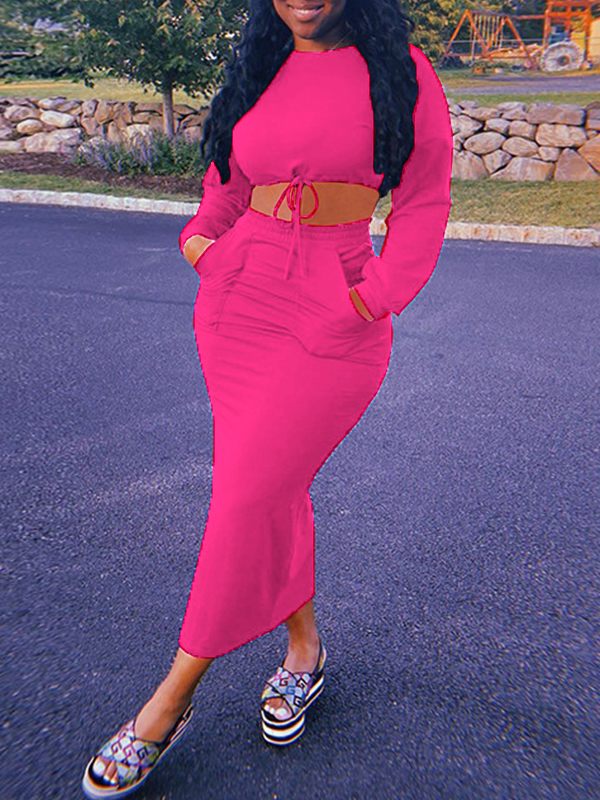 Gorgeousladie Tied Crop Top & Slit Skirt Set
