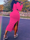 Gorgeousladie Tied Crop Top & Slit Skirt Set