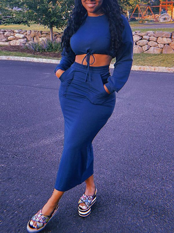 Gorgeousladie Tied Crop Top & Slit Skirt Set