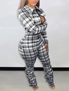 Gorgeousladie Plaid Ruched Leg Jumpsuit