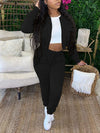 Gorgeousladie Solid Bomber Jacket & Jogger Pants Set