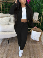 Gorgeousladie Solid Bomber Jacket & Jogger Pants Set