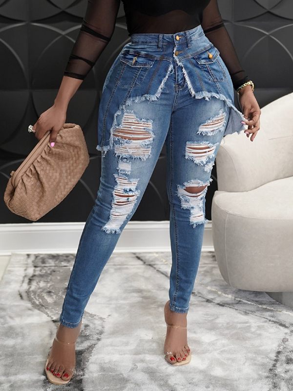 Gorgeousladie Ripped Fringe Jeans
