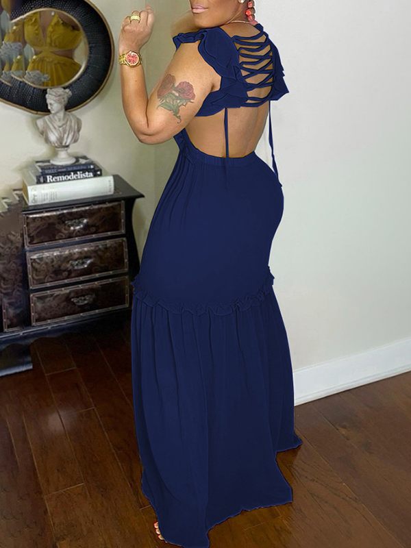 Gorgeousladie Frilled V-Neck Maxi Dress