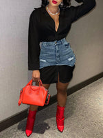 Gorgeousladie Shirt Dress with Denim Girdle