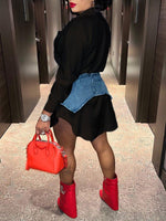 Gorgeousladie Shirt Dress with Denim Girdle