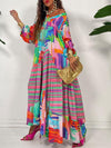 Gorgeousladie Printed V-Neck Ruffle Dress
