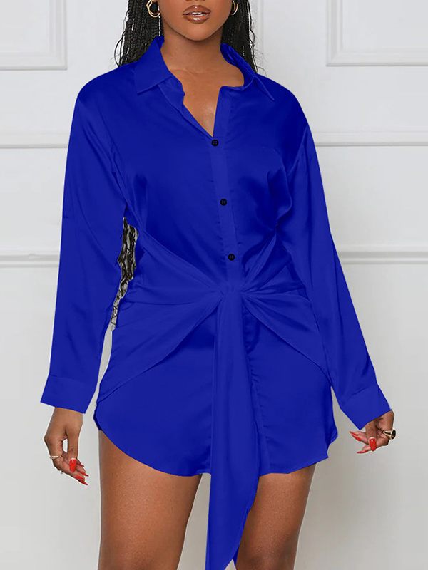Gorgeousladie Tied-Front Shirt Dress