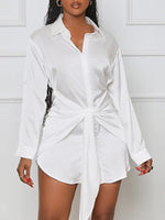 Gorgeousladie Tied-Front Shirt Dress