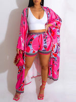 Gorgeousladie Printed Kimono & Shorts Set