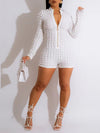 Gorgeousladie Zip-Front Textured Romper